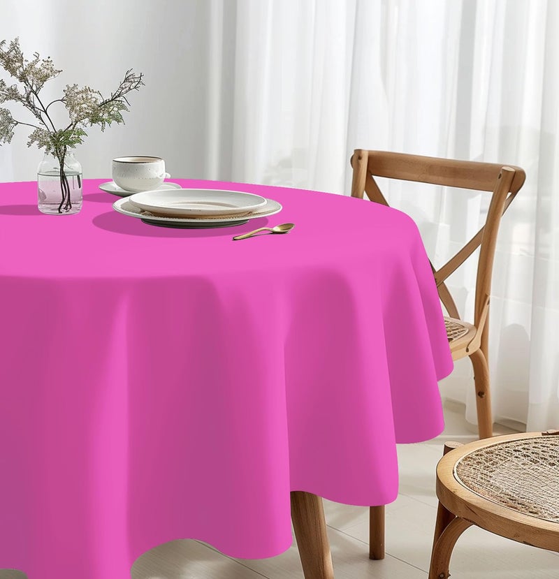 HEIPINIUYE 2 Pack Hot Pink Tablecloth Round 84 Inch Round Plastic Table Cloth Waterproof Disposable Round Table Cover for Party Birthday Camping Picnic Baby Shower Circle Tablecloth - Image 5